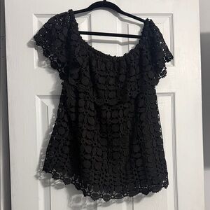 Cato Black Crochet Lace Blouse